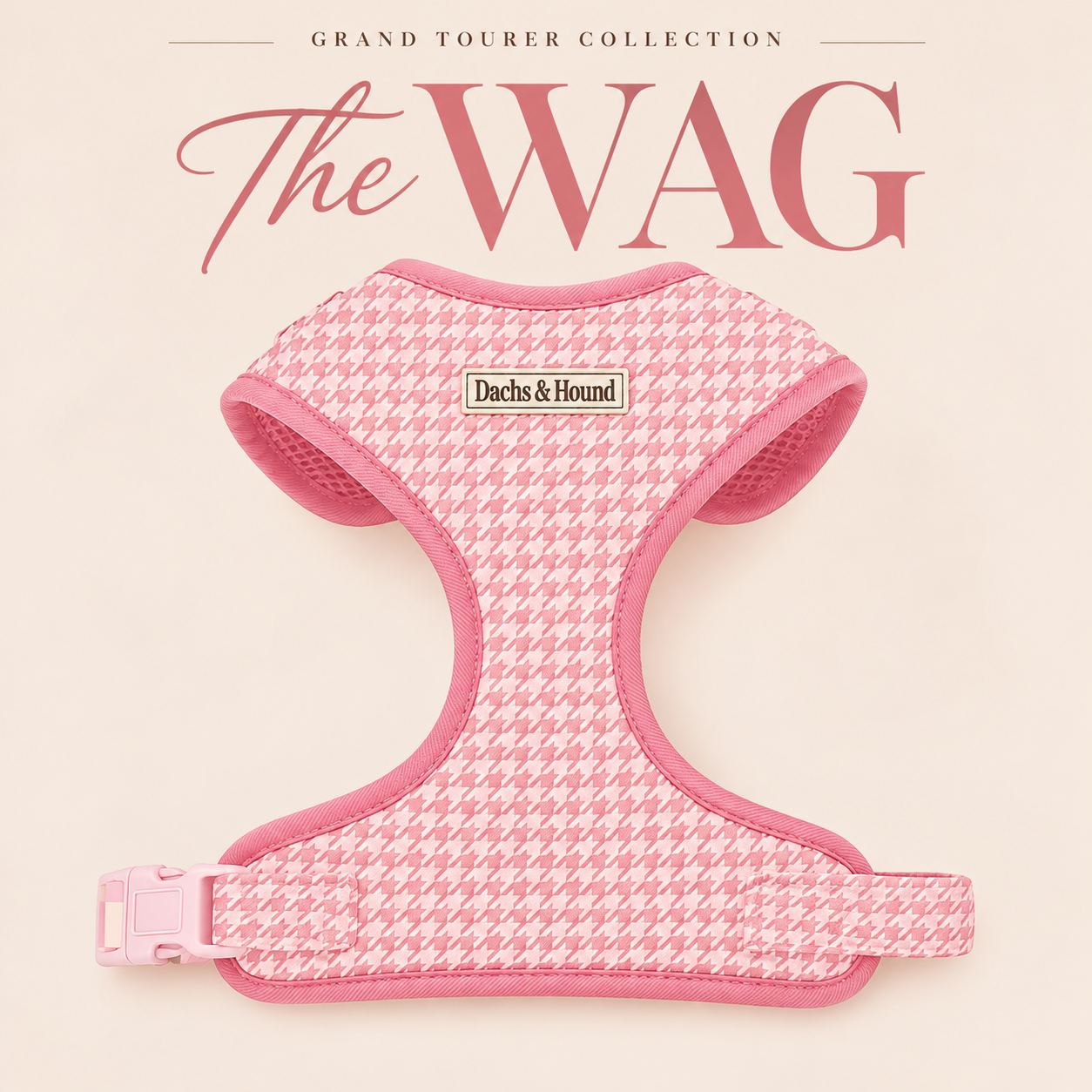 The original pink houndstooth WAG harness